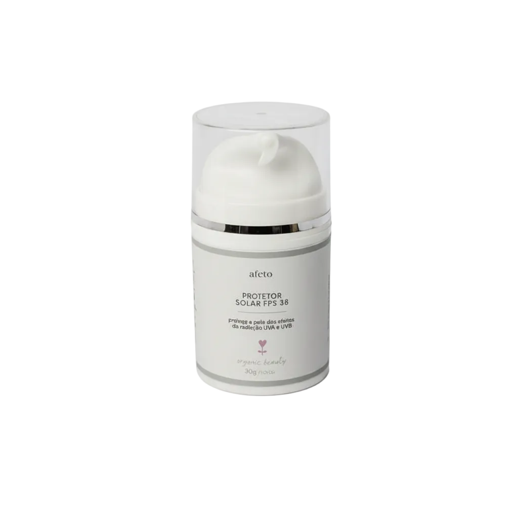 Protetor Solar Facial com Pump FPS 38 30g afeto organic beauty